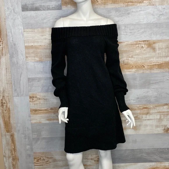 anthropologie black sweater dress ANTHROPOLOGIE Endless Rose Mini Sweater Dress BLACK US LADIES Holiday Xs  NWT